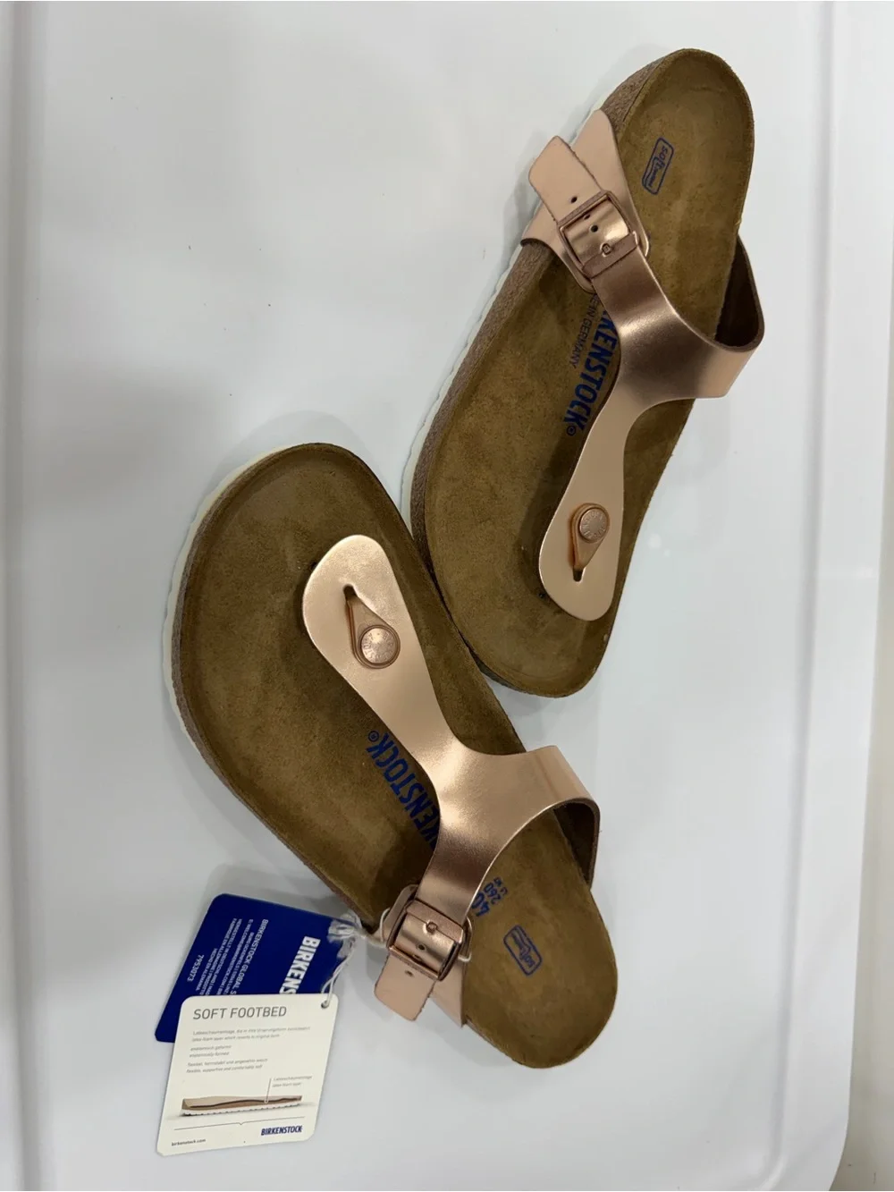 Birkenstock Gizeh Metallic Rose Gold Thong Sandals - Women's